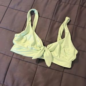 Aerie Light Green Tie-Front Bikini Top - small